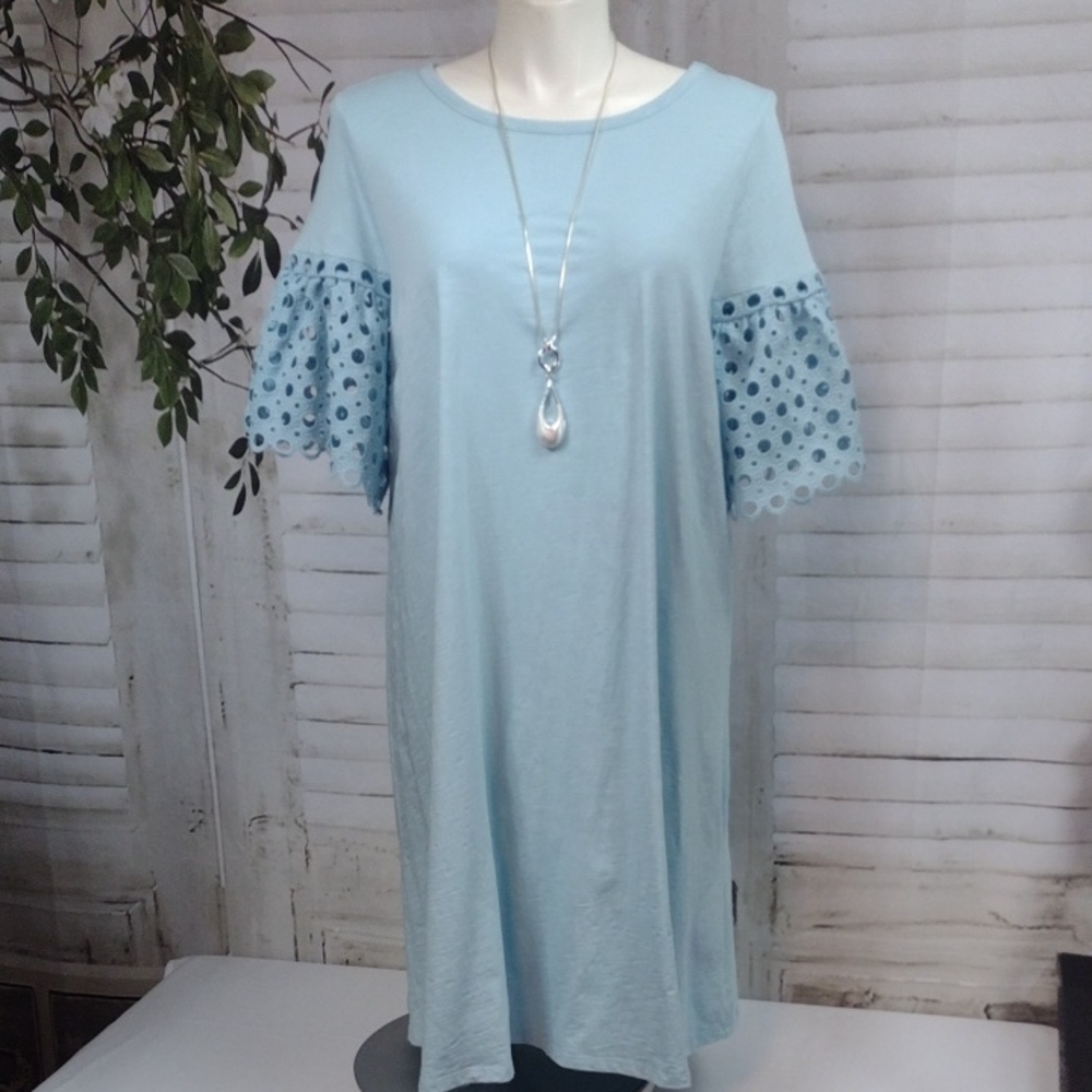 Lane Bryant Sky Blue Dress/Cover-up with Lace Detail Size 22/24